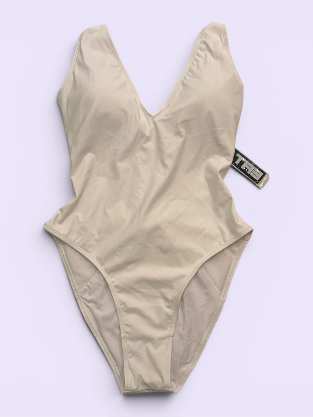 TA3 Hi Cut Plungey One Piece Swimsuit White XL Short Sculpting